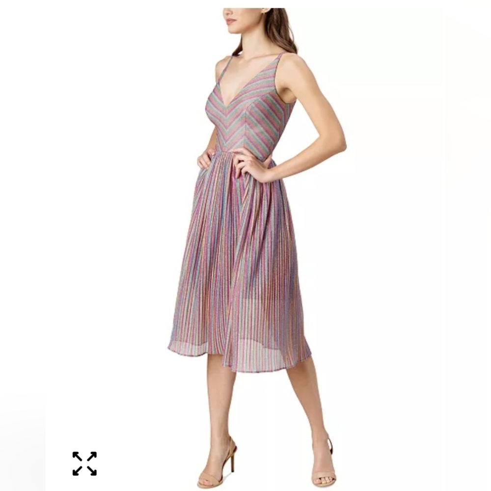 Dress the Population Women's Haley Sleeveless Metallic Dress XS NWOT